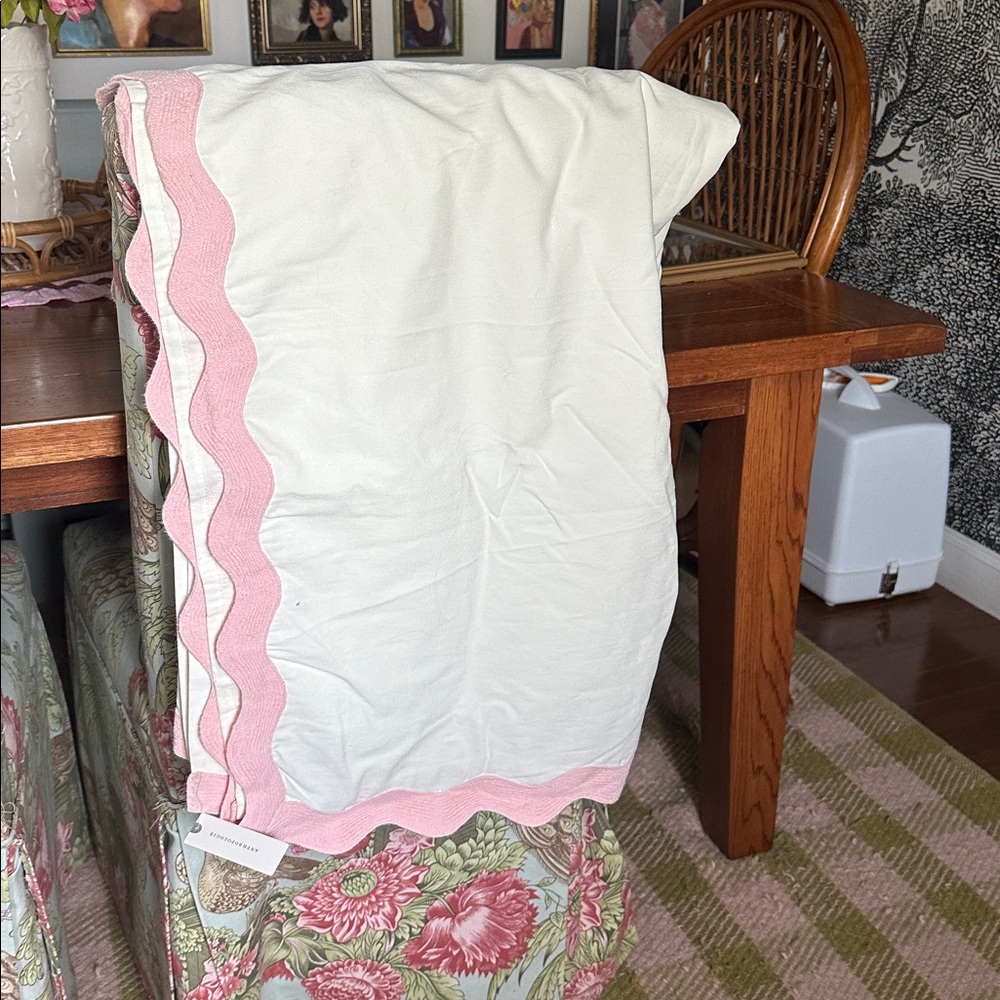 Anthropologie Maeve Pink Scalloped Shower Curtain -NWT